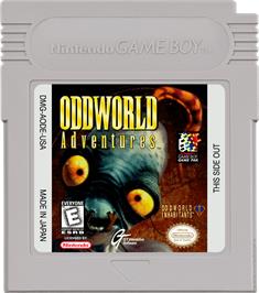Cartridge artwork for Oddworld Adventures on the Nintendo Game Boy.