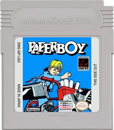 Cartridge artwork for Paperboy on the Nintendo Game Boy.