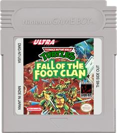 Cartridge artwork for Teenage Mutant Ninja Turtles:  Fall of the Foot Clan on the Nintendo Game Boy.