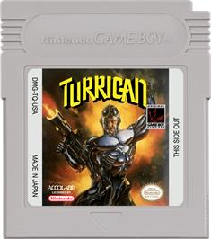 Cartridge artwork for Turrican on the Nintendo Game Boy.