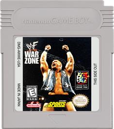 Cartridge artwork for WWF War Zone on the Nintendo Game Boy.