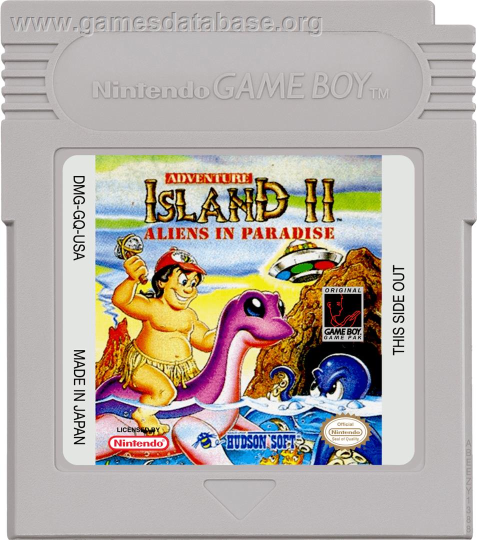 Adventure Island II - Aliens in Paradise - Nintendo Game Boy - Artwork - Cartridge