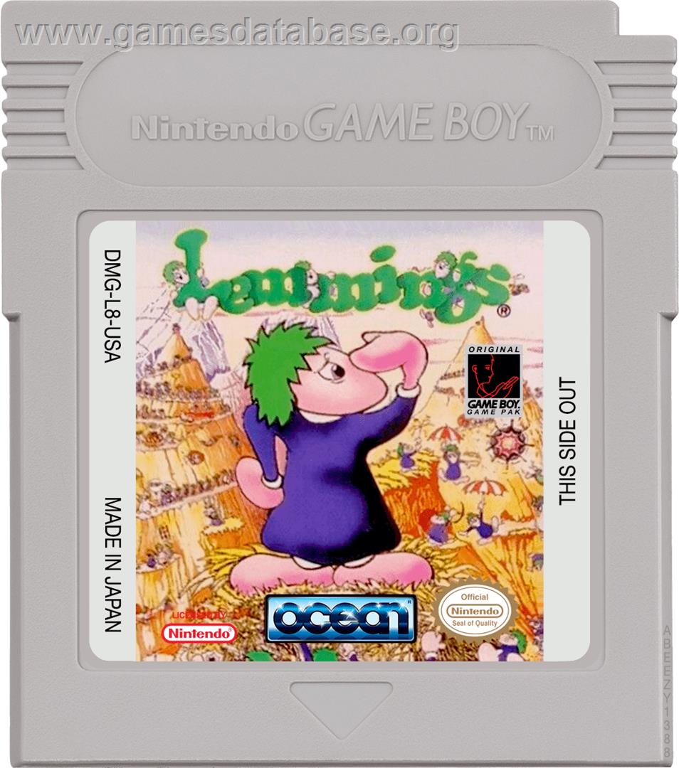 Lemmings - Nintendo Game Boy - Artwork - Cartridge