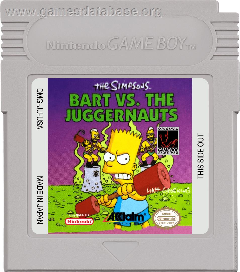 Simpsons: Bart vs. the Juggernauts - Nintendo Game Boy - Artwork - Cartridge