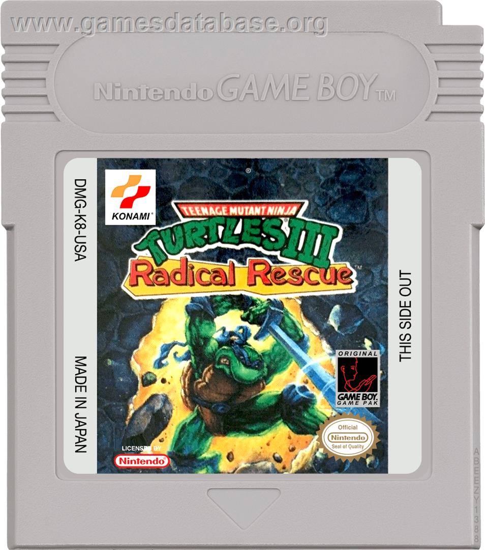 Teenage Mutant Ninja Turtles 3: Radical Rescue - Nintendo Game Boy - Artwork - Cartridge