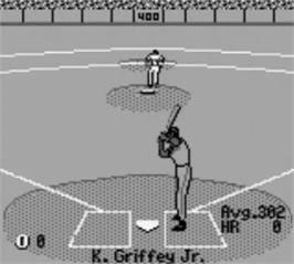 In game image of All-Star Baseball '99 on the Nintendo Game Boy.