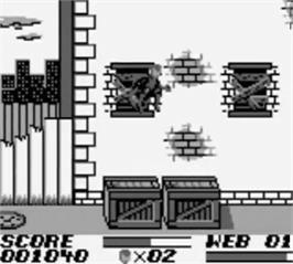 In game image of Amazing Spider-Man on the Nintendo Game Boy.