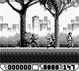 In game image of Amazing Spider-Man 3: Invasion of the Spider-Slayers on the Nintendo Game Boy.