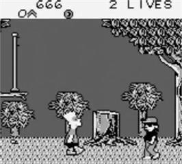In game image of Bart Simpson's - Escape from Camp Deadly on the Nintendo Game Boy.