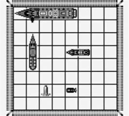 In game image of Battleship on the Nintendo Game Boy.