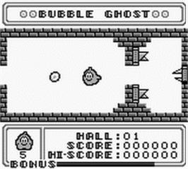 In game image of Bubble Ghost on the Nintendo Game Boy.