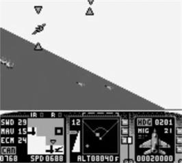 In game image of F-15 Strike Eagle on the Nintendo Game Boy.