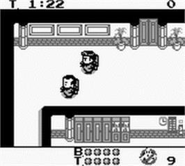 In game image of Ghostbusters II on the Nintendo Game Boy.