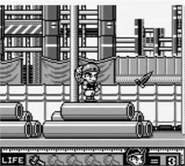 In game image of Hammerin' Harry: Ghost Building Company on the Nintendo Game Boy.