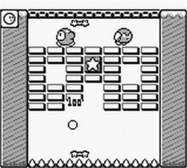 In game image of Kirby's Block Ball on the Nintendo Game Boy.