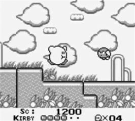 In game image of Kirby's Dream Land on the Nintendo Game Boy.