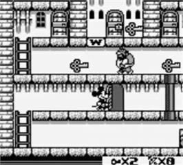 In game image of Mickey Mouse on the Nintendo Game Boy.