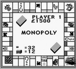 In game image of Monopoly on the Nintendo Game Boy.