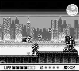 In game image of Ninja Gaiden: Shadow on the Nintendo Game Boy.