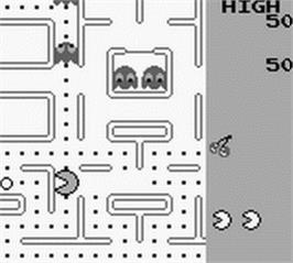 In game image of Pac-Man on the Nintendo Game Boy.