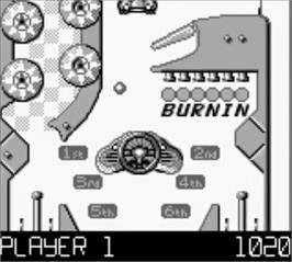 In game image of Pinball Fantasies on the Nintendo Game Boy.