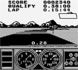In game image of Race Drivin' on the Nintendo Game Boy.