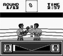 In game image of Riddick Bowe Boxing on the Nintendo Game Boy.