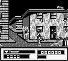 In game image of Robocop vs. the Terminator on the Nintendo Game Boy.