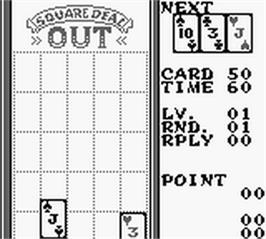 In game image of Square Deal: The Game of Two Dimensional Poker on the Nintendo Game Boy.
