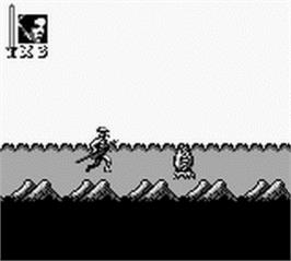 In game image of Super Star Wars: Return of the Jedi on the Nintendo Game Boy.