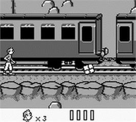 In game image of Tintin in Tibet on the Nintendo Game Boy.
