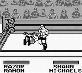 In game image of WWF King of the Ring on the Nintendo Game Boy.