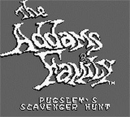 Title screen of Addams Family: Pugsley's Scavenger Hunt on the Nintendo Game Boy.