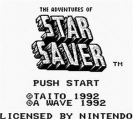 Title screen of Adventures of Star Saver on the Nintendo Game Boy.