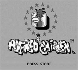 Title screen of Alfred Chicken on the Nintendo Game Boy.