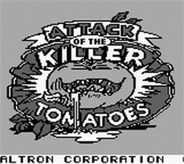 Title screen of Attack of the Killer Tomatoes on the Nintendo Game Boy.