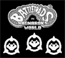 Title screen of Battle Toads in Ragnarok's World on the Nintendo Game Boy.