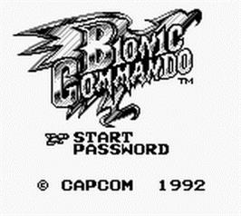 Title screen of Bionic Commando on the Nintendo Game Boy.