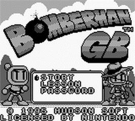 Title screen of Bomberman GB on the Nintendo Game Boy.