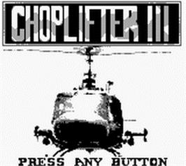 Title screen of Choplifter 3 on the Nintendo Game Boy.