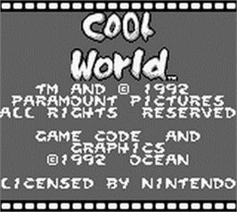 Title screen of Cool World on the Nintendo Game Boy.