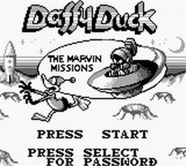 Title screen of Daffy Duck: The Marvin Missions on the Nintendo Game Boy.