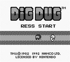 Title screen of Dig Dug on the Nintendo Game Boy.