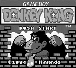 Title screen of Donkey Kong on the Nintendo Game Boy.