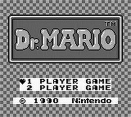 Title screen of Dr. Mario on the Nintendo Game Boy.