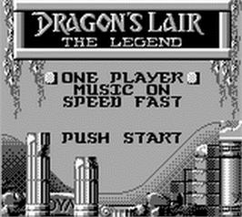 Title screen of Dragon's Lair - The Legend on the Nintendo Game Boy.