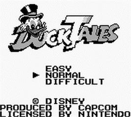Title screen of Duck Tales on the Nintendo Game Boy.
