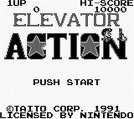 Title screen of Elevator Action on the Nintendo Game Boy.