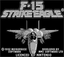 Title screen of F-15 Strike Eagle on the Nintendo Game Boy.