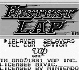 Title screen of Fastest Lap on the Nintendo Game Boy.